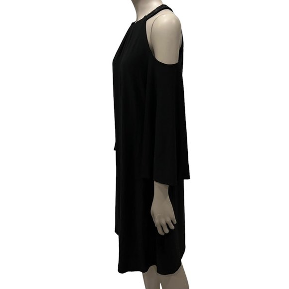 Ralph Lauren Sheath Dress Cold Shoulder Sequin Halter Neck Black Party C… - Picture 4 of 11
